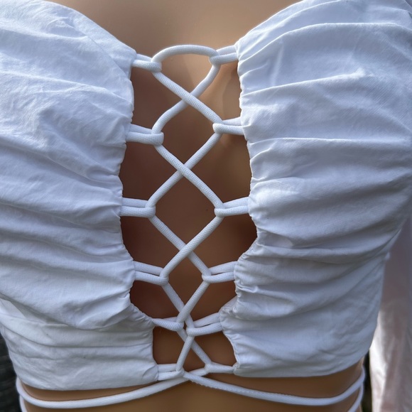 White Halter Top with string tie front - small - Picture 2 of 6